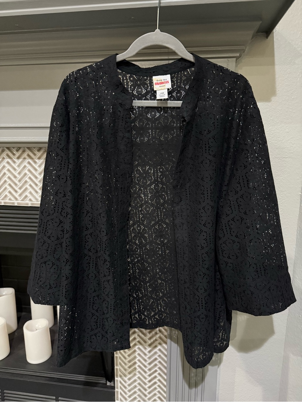 Ruby Rd. Black Openwork Lace Jacket